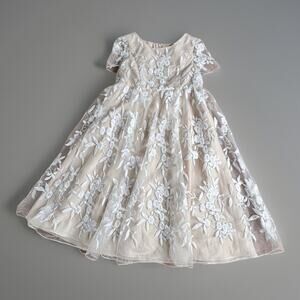 David's Bridal Flower Girl Dress - Size 3T - Ivory Lace Floral - Wedding Party